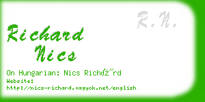 richard nics business card